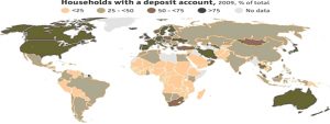 Taux de bancarisation par pays - 2009 - source - riskvalue
